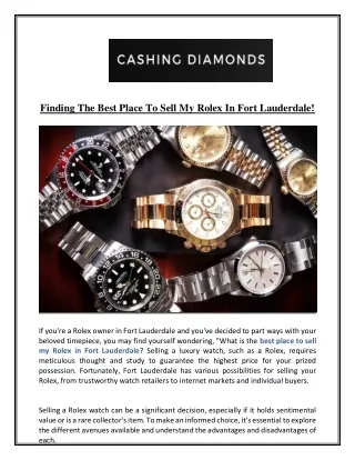 Finding The Best Place To Sell My Rolex In Fort Lauderdale!