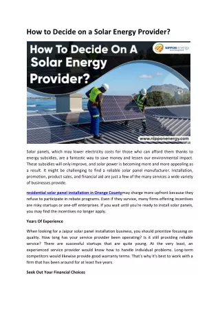 solar panel installation company in Orange County