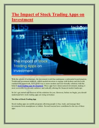 The Impact of Stock Trading Apps on Investment