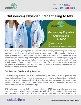 Outsourcing Physician Credentialing to MBC