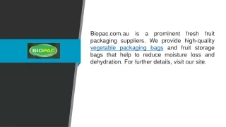 Vegetable Packaging Bags  Biopac.com.au