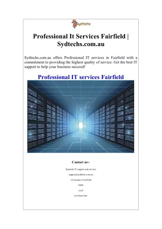 Professional It Services Fairfield  Sydtechs.com.au