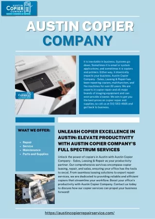 Unleash Copier Excellence in Austin: Elevate Productivity with Austin Copier Com