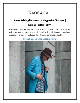 Kaos Abbigliamento Negozio Online  Kaosalbano