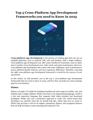 Top 5 Cross-Platform App Development Frameworks you need to Know in 2023