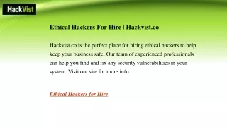 Ethical Hackers For Hire  Hackvist.co