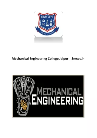 Mechanical Engineering College Jaipur | Smcet.in