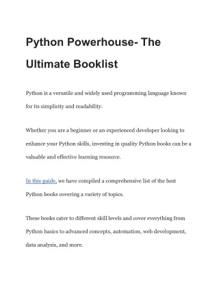 Python Powerhouse- The Ultimate Booklist