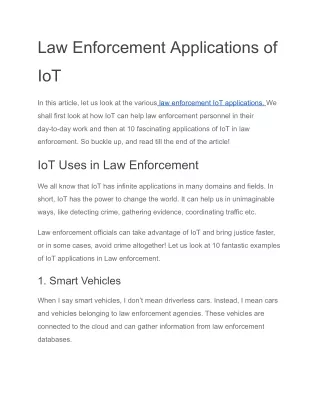 Law Enforcement Applications of IoT