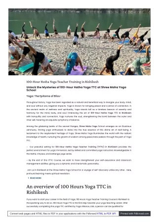 100-Hour Hatha Yoga Teacher Training in Rishikesh