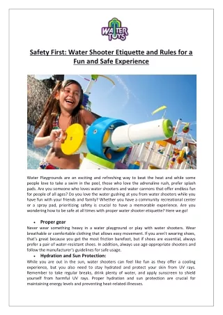 Empex Watertoys®- Safety First Water Shooter Etiquette and Rules for a Fun and Safe Experience