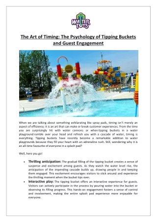 Empex Watertoys® - The Art of Timing The Psychology of Tipping Buckets and Guest Engagement