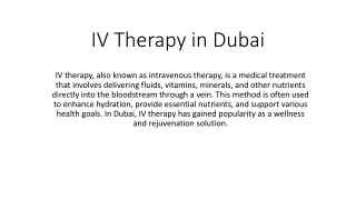 IV Therapy in Dubai