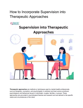 How to Incorporate Supervision into Therapeutic Approaches