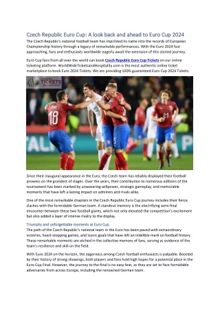 Czech Republic Euro Cup A look back and ahead to Euro Cup 2024
