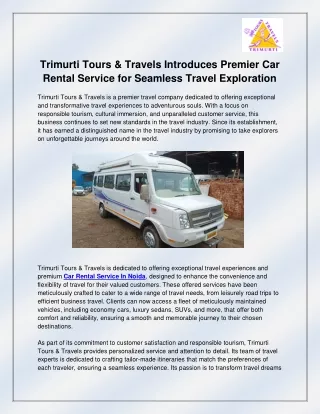 Car Rental Service In Noida