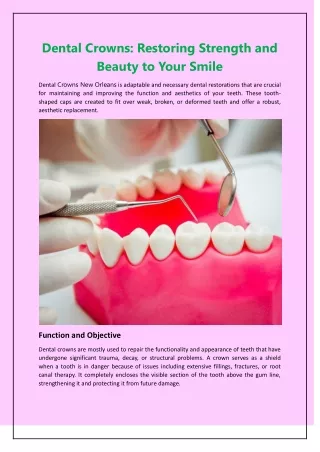 Dental Crowns - Restoring Strength and Beauty to Your Smile