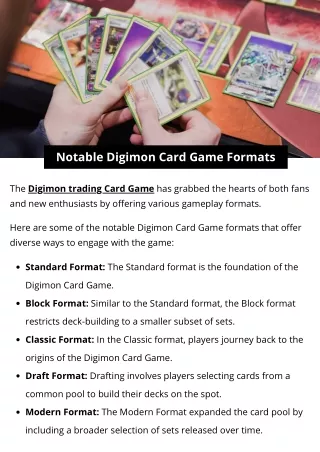 Notable Digimon Card Game Formats