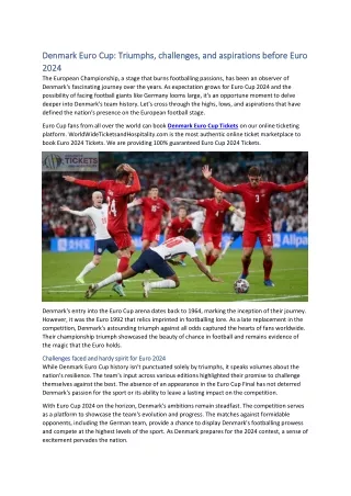 Denmark Euro Cup Triumphs, challenges, and aspirations before Euro 2024