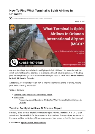How To Find What Terminal Is Spirit Airlines In Orlando