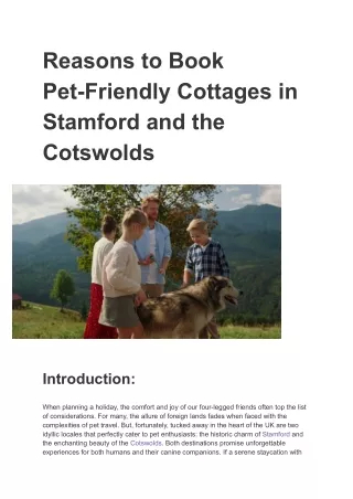 Reasons to Book Pet-Friendly Cottages in Stamford and the Cotswolds