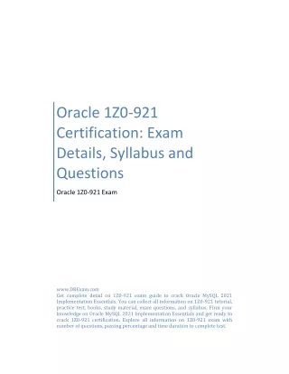 Oracle 1Z0-921 Certification: Exam Details, Syllabus and Questions