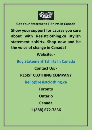 Get Your Statement TShirts in Canada