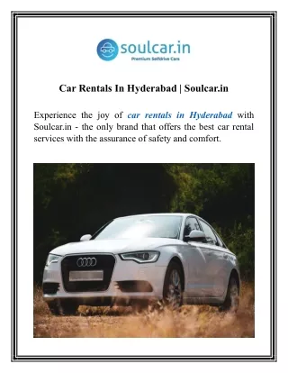 Car For Rent In Hyderabad | Soulcar.in