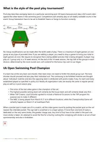 Pool Stats Common Setup For Swimming Pool Organizations Composed Of Teams League