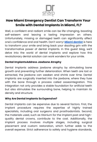 How Miami Emergency Dentist Can Transform Your Smile with Dental Implants in Miami, FL