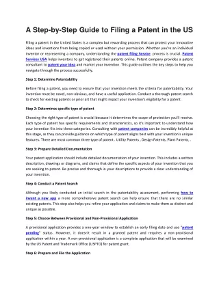 A Step-by-Step Guide to Filing a Patent in the US