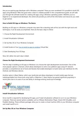 The Ultimate Toolset: Creating iOS Apps Using Windows