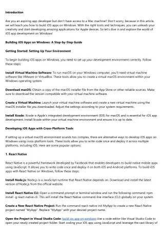 Mastering the Art of Building iOS Apps on Windows