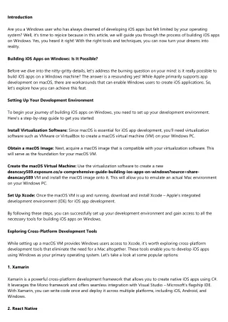 Windows Users Rejoice: Learn How to Develop iOS Apps