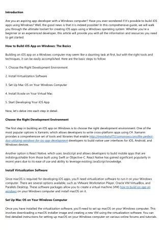 The Ultimate Toolset: Creating iOS Apps Using Windows