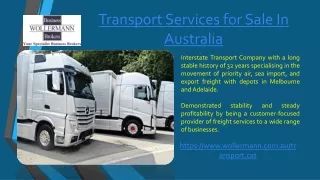 Transport Services for Sale In Australia PPT