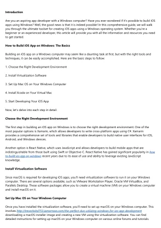 The Ultimate Toolset: Creating iOS Apps Using Windows