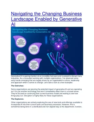 Navigating the Changing Business Landscape Enabled by Generative AI