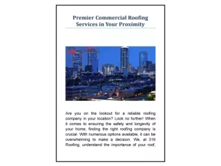 Premier Commercial Roofing Services in Your Proximity