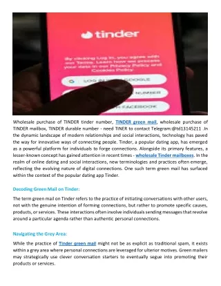 Tinder green mail, Tinder account wholesale purchase and TINDER mailbox wholesale