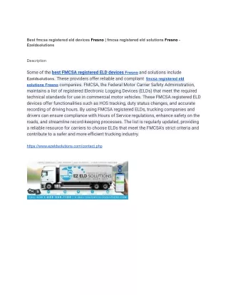 Best fmcsa registered eld devices Fresno _ fmcsa registered eld solutions Fresno - Ezeldsolutions