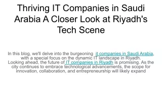 Thriving IT Companies in Saudi Arabia A Closer Look at Riyadh's Tech Scene