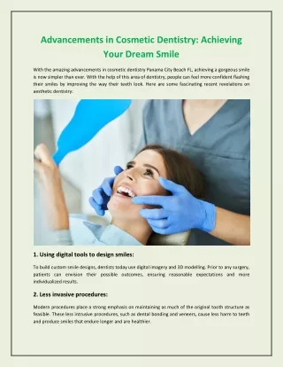 Advancements in Cosmetic Dentistry: Achieving Your Dream Smile