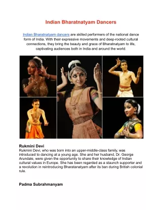 Indian Bharatnatyam Dancers