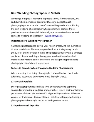 Best Wedding Photographer in Mohali