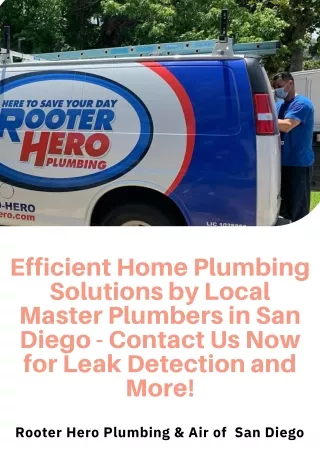 Efficient Home Plumbing Solutions by Local Master Plumbers in San Diego - Contact Us Now for Leak Detection and More!