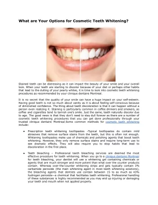 What are Your Options for Cosmetic Teeth Whitening - www.alphadentalclinic.ca