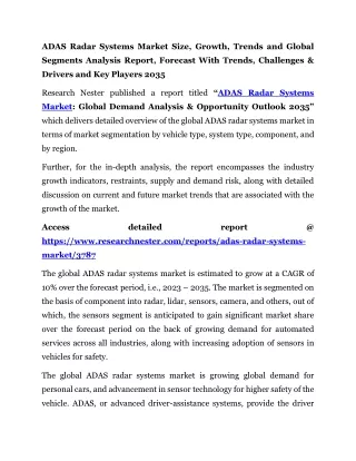 ADAS Radar Systems Market Forecast With Trends 2035