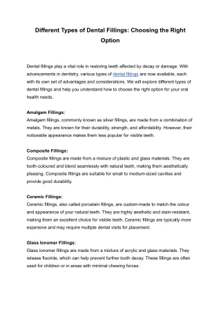 Different Types of Dental Fillings_ Choosing the Right Option