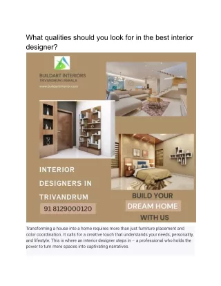 What qualities should you look for in the best interior designer